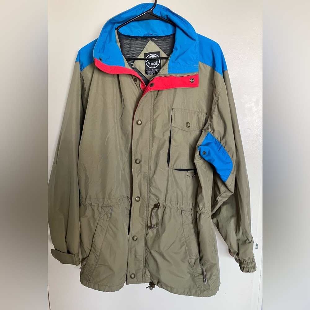 Vintage Marker LTD Olive Green Men's Hooded Outdoor Spring Jacket size Medium